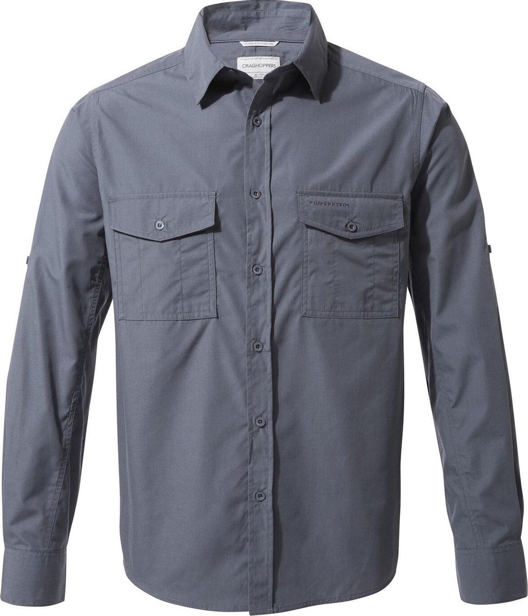 Craghoppers - UV Overhemd voor heren - Longsleeve - Kiwi - Blauwgrijs - maat L