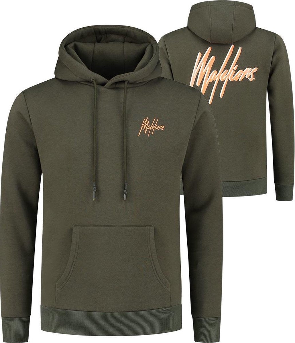 Malelions Double Signature Hoodie - Army/Neon Orange