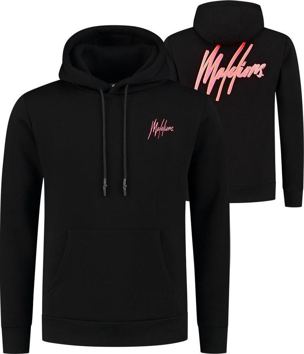 Malelions Double Signature Hoodie - Black/Neon Red
