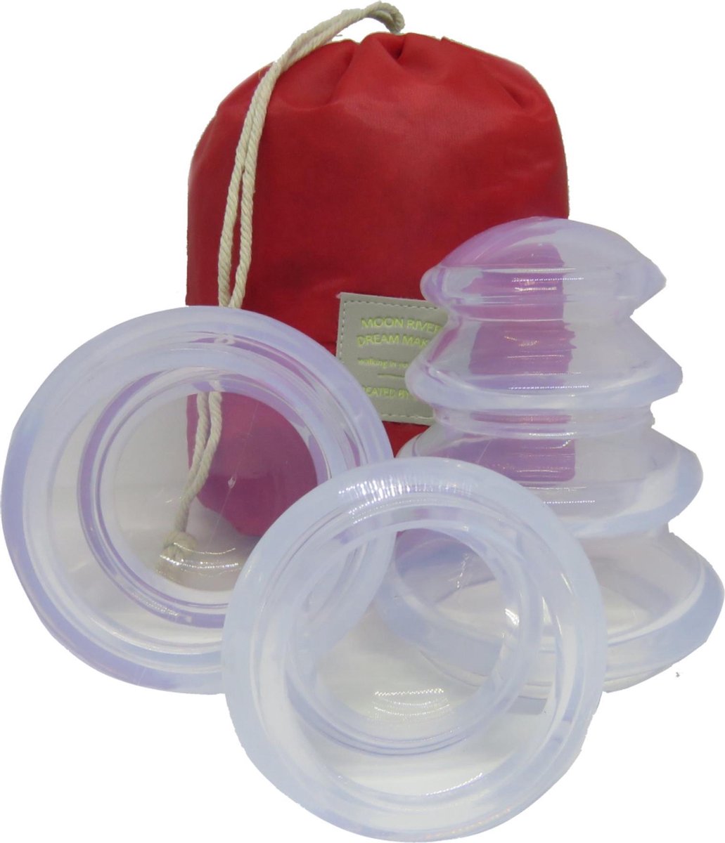 B&P Cupping set massage - 4 stuks + tas -  cellulite cups – cellulitis massage apparaat voor onder de douche