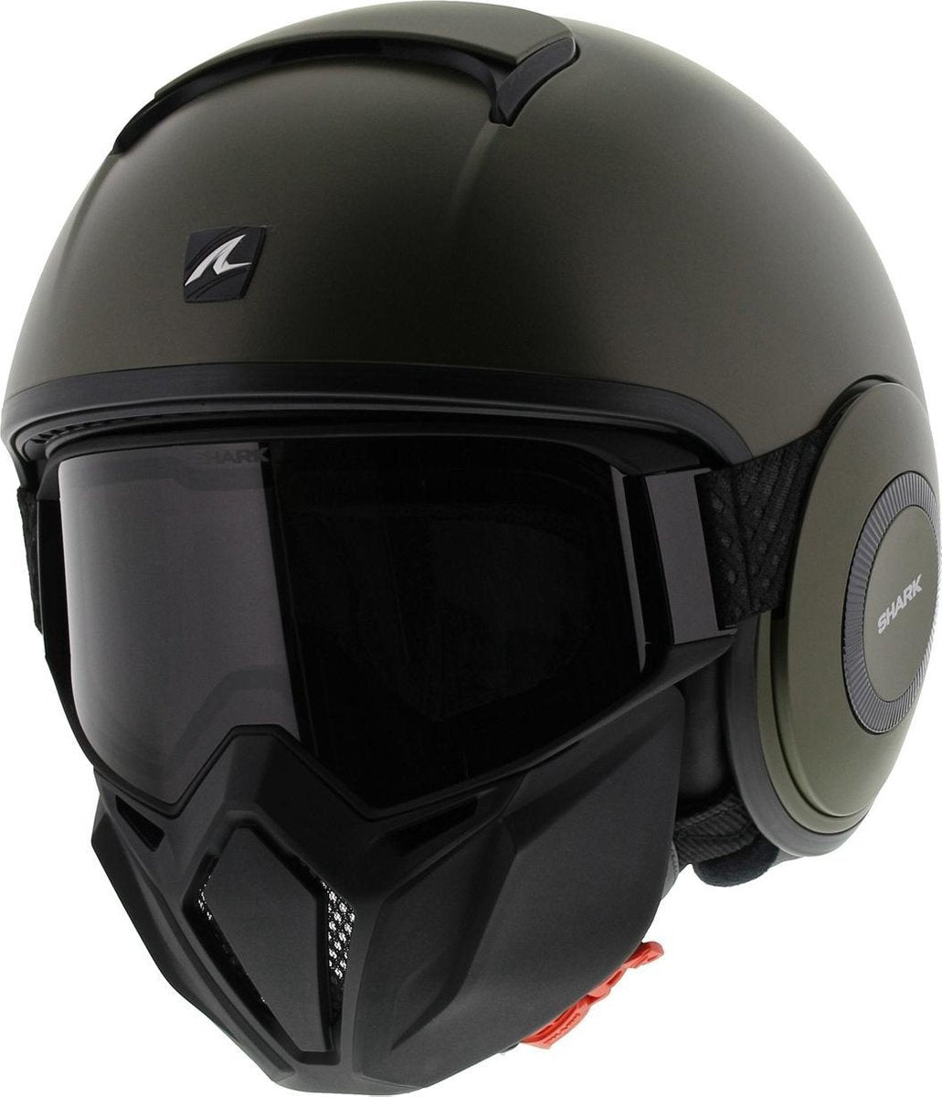 Shark Street Drak Blank Gma Mat Groen Jethelm - Motorhelm - Maat M