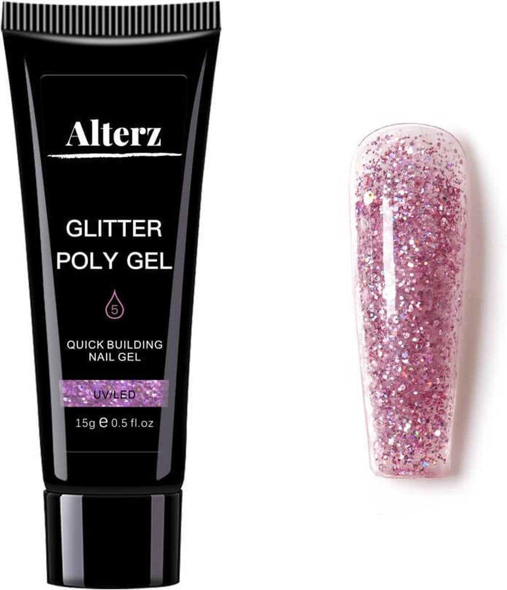 Alterz Polygel Glitter Rosy - Polygel nagels - Polygel kleuren - Glitter - 15ml