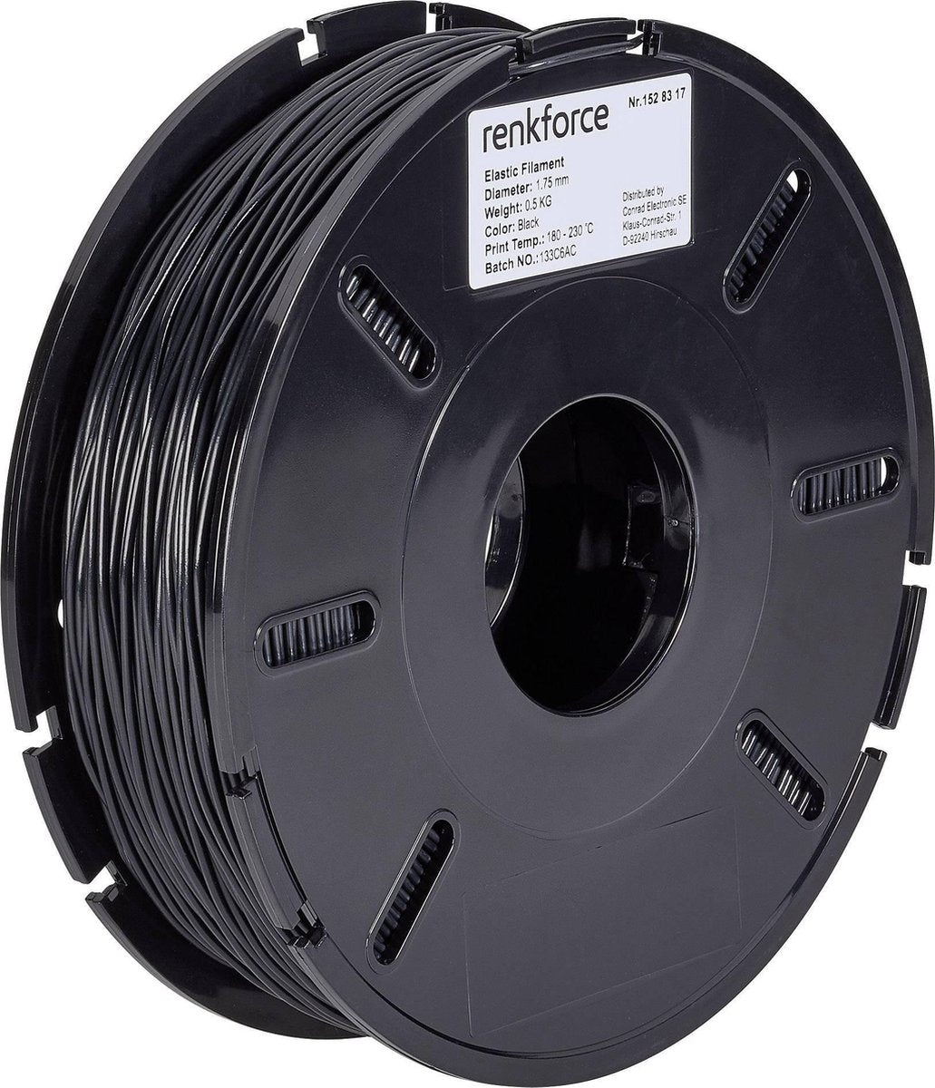Filament Renkforce Elastic Semiflexibel 1.75 mm Zwart 500 g