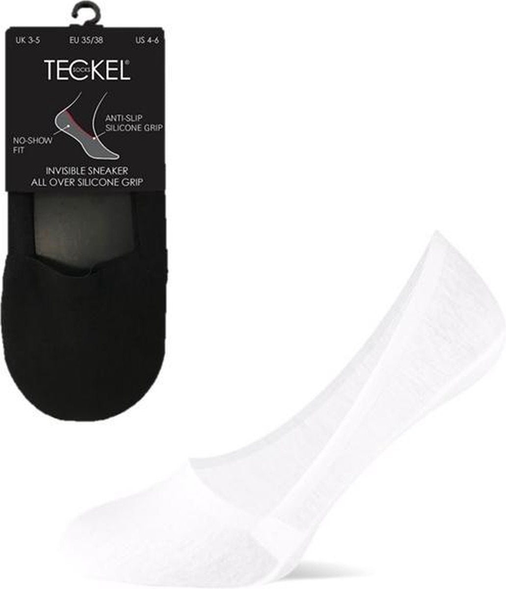 Kousenvoetjes no show sneakersokjes 95% Katoen met silicone rondom 43/46 Wit 3 PACK