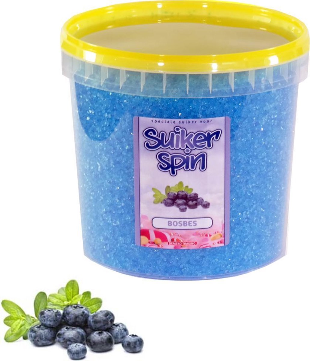 Suikerspinsuiker bosbes 1 KG suikerspin suiker in afsluitbaar emmertje