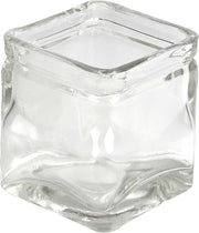 Vierkant glas. H: 8 cm. afm 7.5x7.5 cm. 12 stuk/ 1 karton