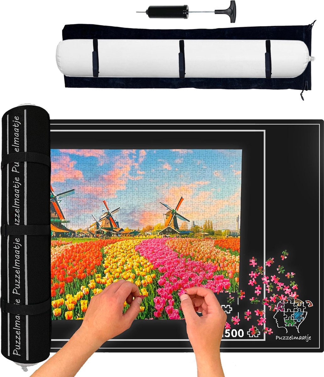 Legpuzzel Puzzelmat met Indicatielijn - Portapuzzle Puzzelkleed & Opbergsysteem met Puzzelrol – Puzzel Mat 1500 Stukjes