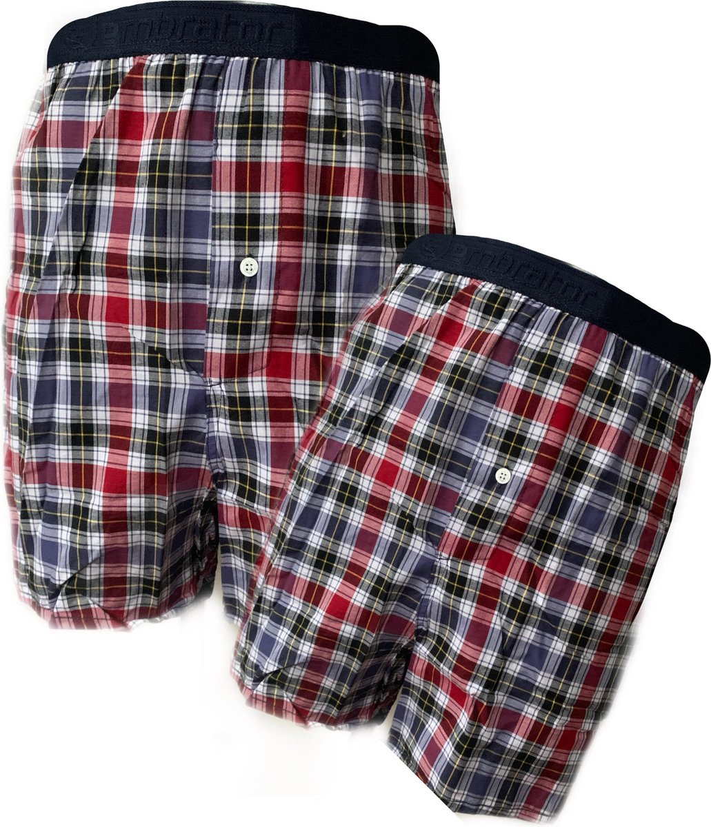 Embrator 2-stuks mannen Boxershorts geweven katoen blauw/zwart/rood 4XL