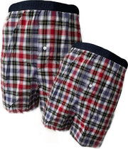 Embrator 2-stuks mannen Boxershorts geweven katoen blauw/zwart/rood 4XL