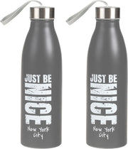 2x Sport Bidon drinkfles/waterfles New York City print grijs 750 Ml van Rvs