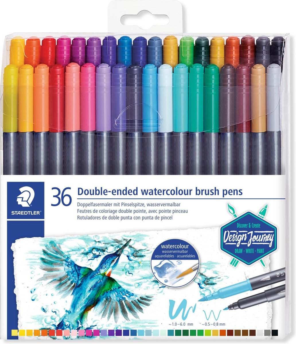 Dubbele Brush pen met penseelpunt - set 36 st