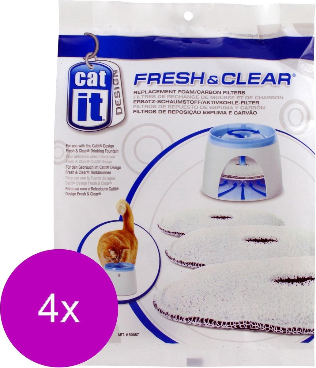 Catit Filters Drinkfontein 2l - Kattendrinkbak - 4 x 3 stuks