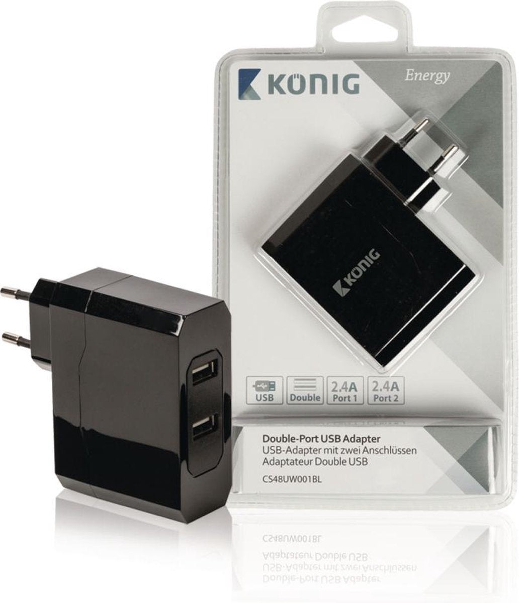 König CS48UW001BL Universele Usb Lader met Dubbele Poort