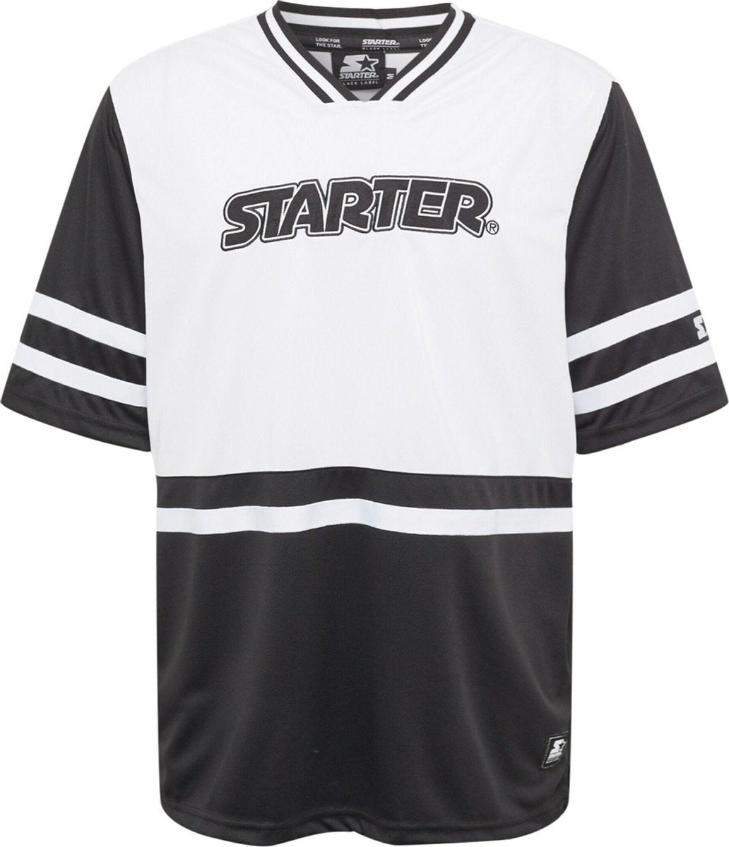 Starter Heren Tshirt -S- Sport Jersey Zwart/Wit