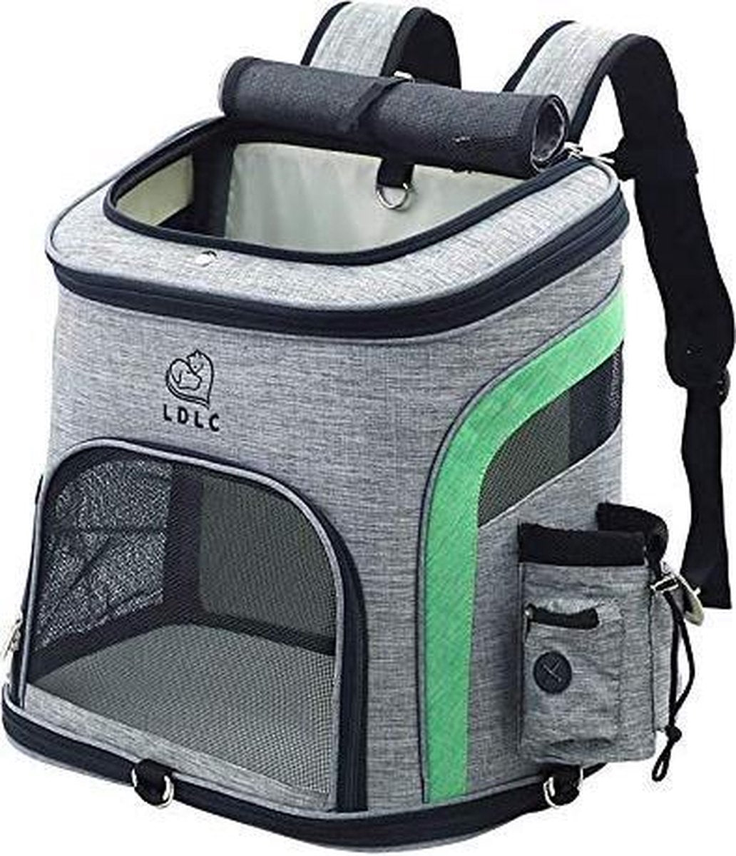 Rexa®  Hondentas (L) Groen/Grijs Reis tas rugzak voor honden en katten | huisdier kat vervoer | kattentas hondendraagtas transport meenemen vakantie | hondendrager reistas | carrier
