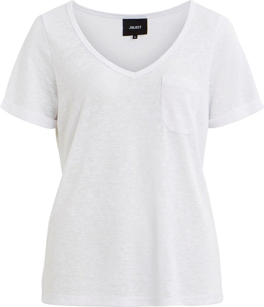 Objtessi Slub S/s V-neck Noos 23023816 White