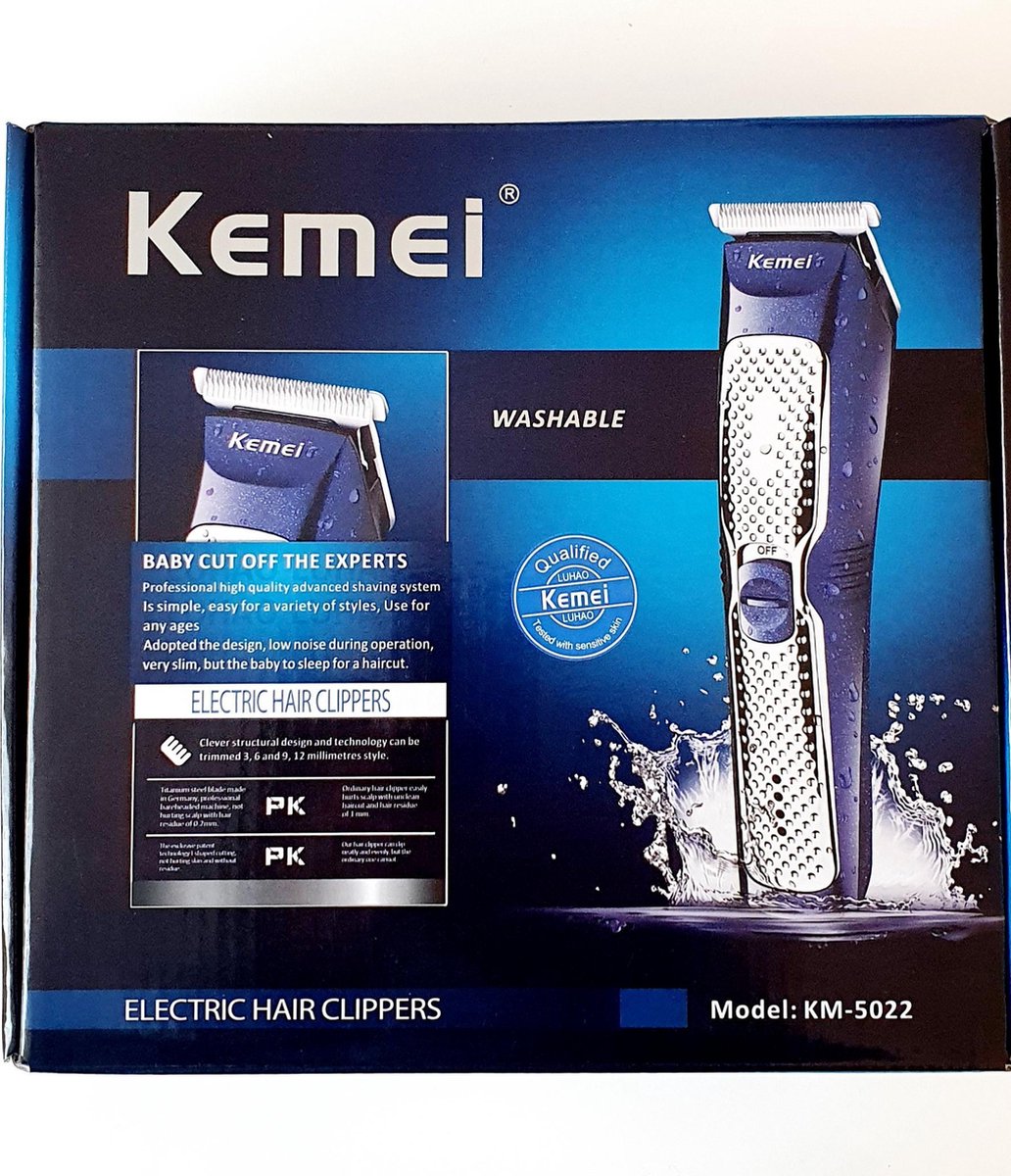 Kemei Krachtige Elektrische Tondeuse Trimmer  Kapper Met 4 Gids Kammen Haar Stijl Oplaadbare Trimmer