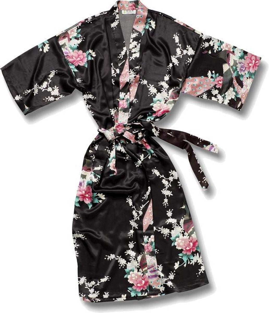 TA-HWA Kimono met Pauw Motief Zwart Dames kimono S