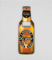 Bieropener -Magnetisch - 50 Jaar - In cadeauverpakking met gekleurd lint