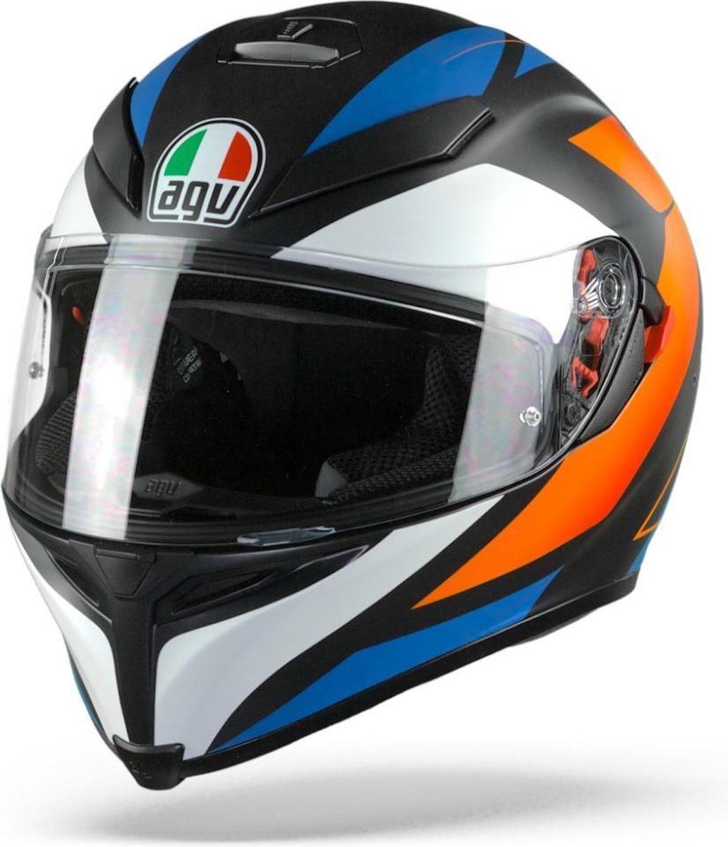 Agv K5 S Max Vision Core Mat Zwart Blauw Oranje Integraalhelm - Motorhelm - Maat M/S
