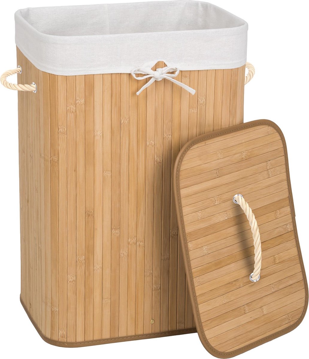 Bamboe wasmand incl. waszak - 72L - naturel