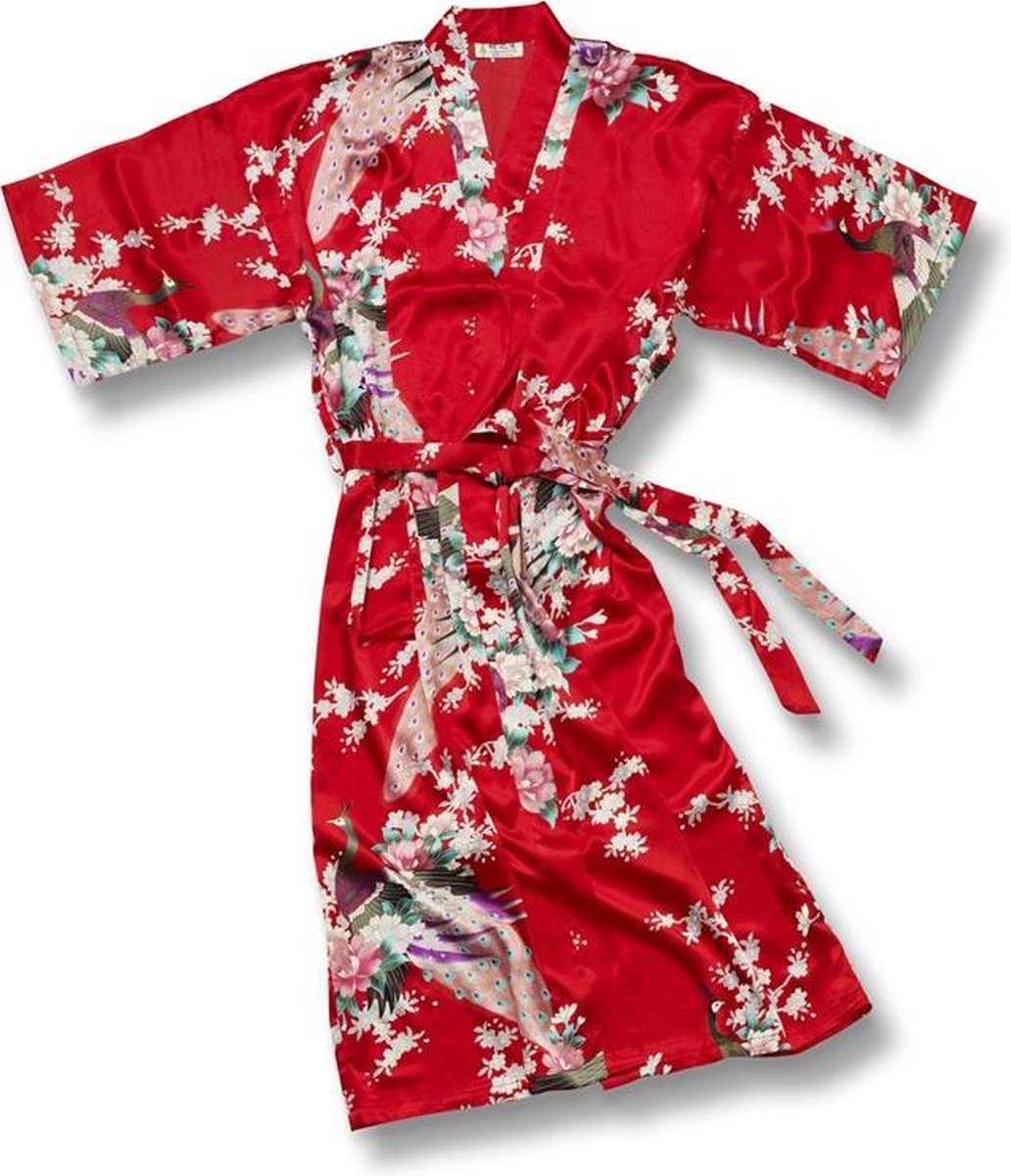 TA-HWA Kimono met Pauw Motief Rood Dames kimono S