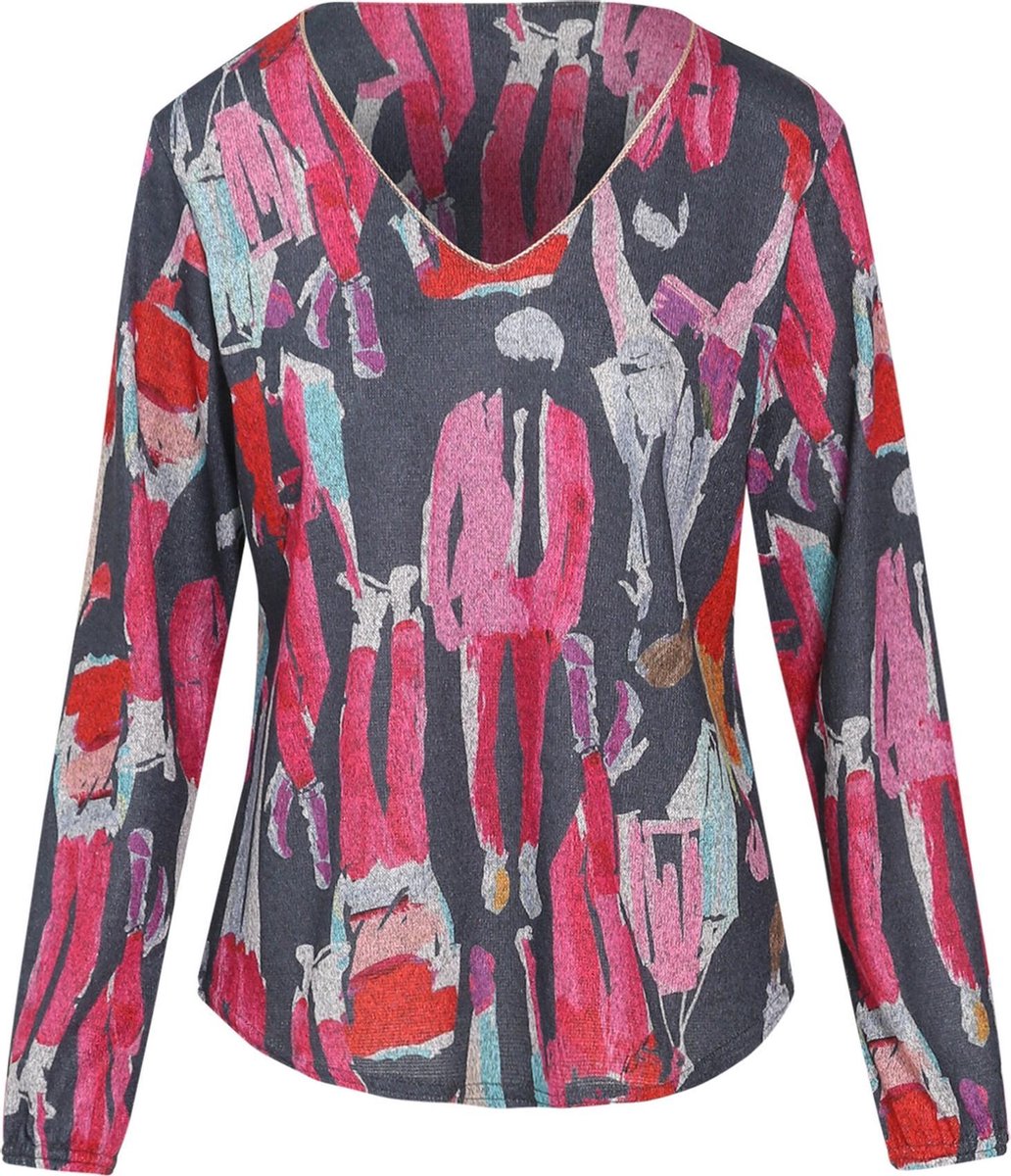 Cassis - Truitje bedrukt met trendy dametjes - Fushia