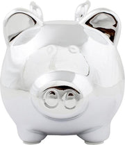Spaarpot spaarvarken zilver met vleugels 12 cm - Dieren spaarpotten varkens/biggen voor kinderen en volwassenen