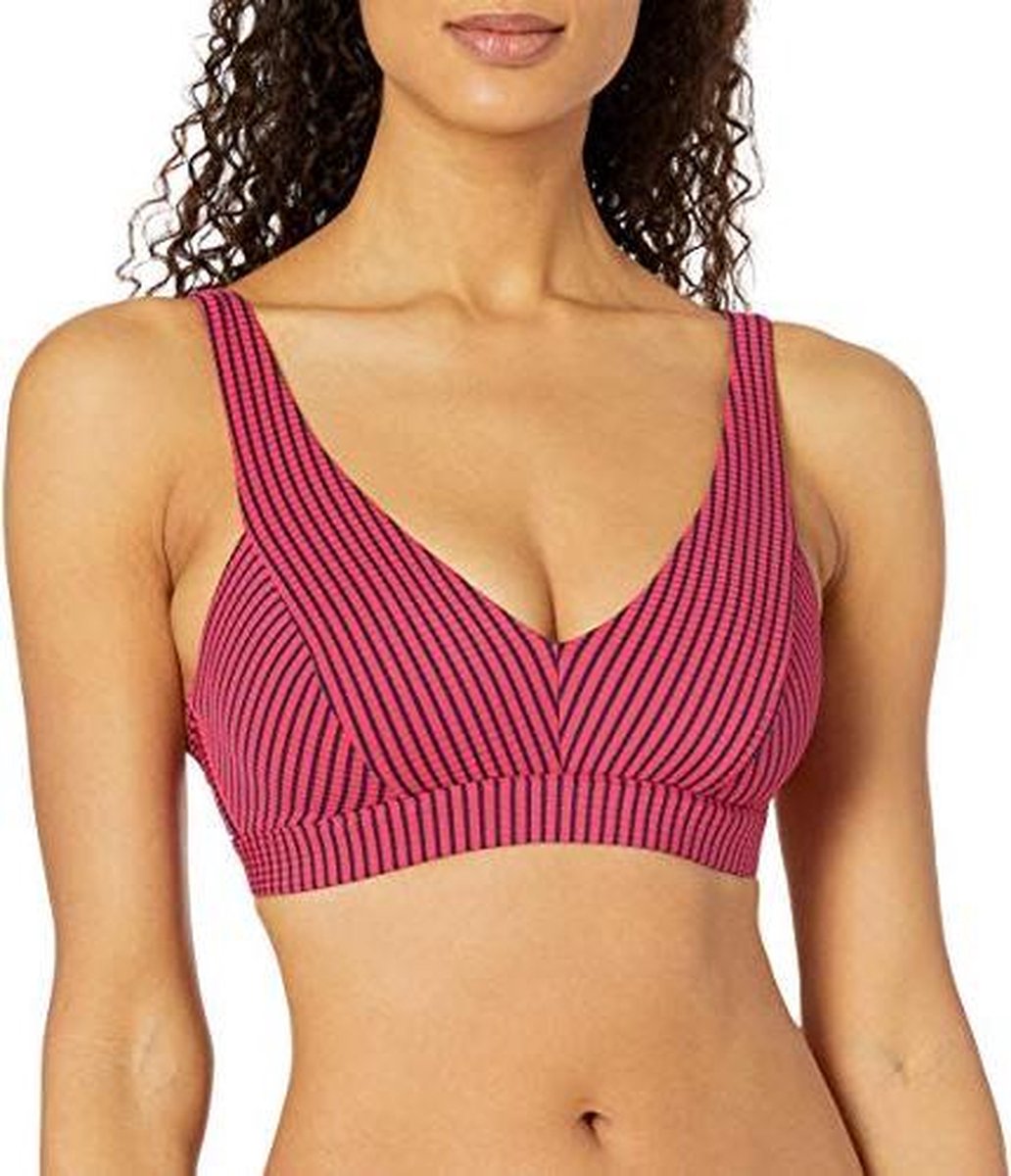 Seafolly Go Overboard DD Bralette Persian Pink - Sexy Dames Bikinitopje - Gestreept Rood / Zwart - C/D Cup Maat 36 (S)