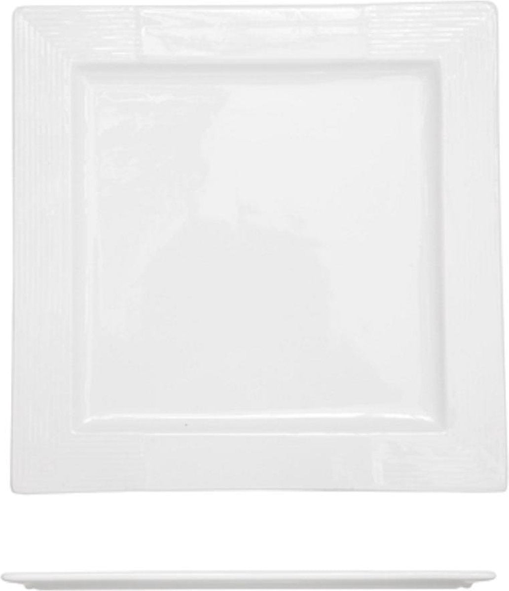 Cosy en Trendy Faro Dinerborden 35cm Vierkantig  - Porselein - (Set van 6) En Yourkitchen E-kookboek - Heerlijke Smulrecepten