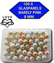 Kralen- Sieraden Maken- 100 Glasparels-Peach Parelmoer-8 mm
