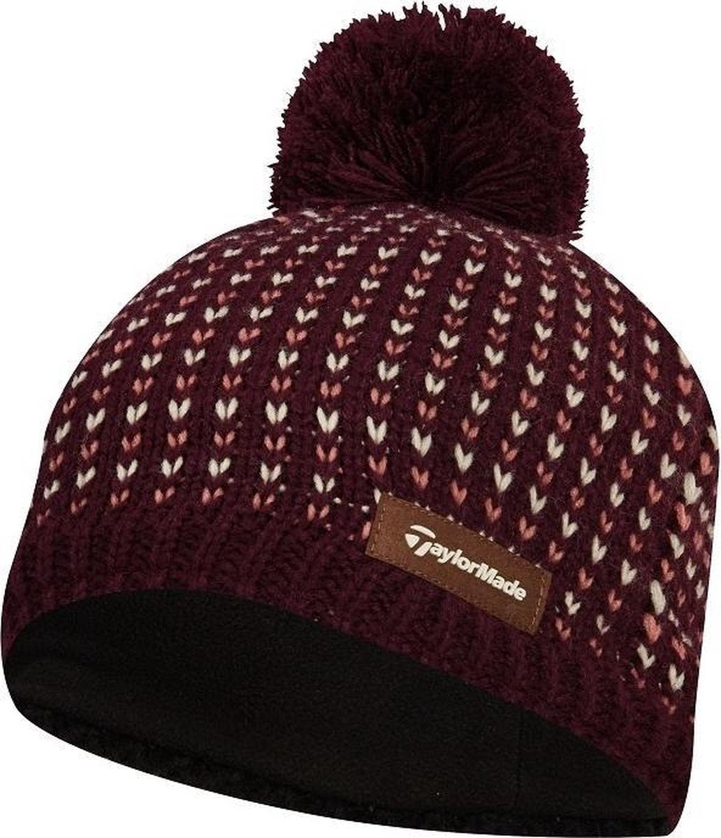 TaylorMade Ladies Bobble Beanie 2020 - Zwart Rood