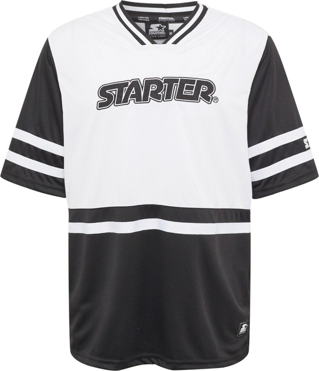 Starter Heren Tshirt -L- Sport Jersey Zwart/Wit