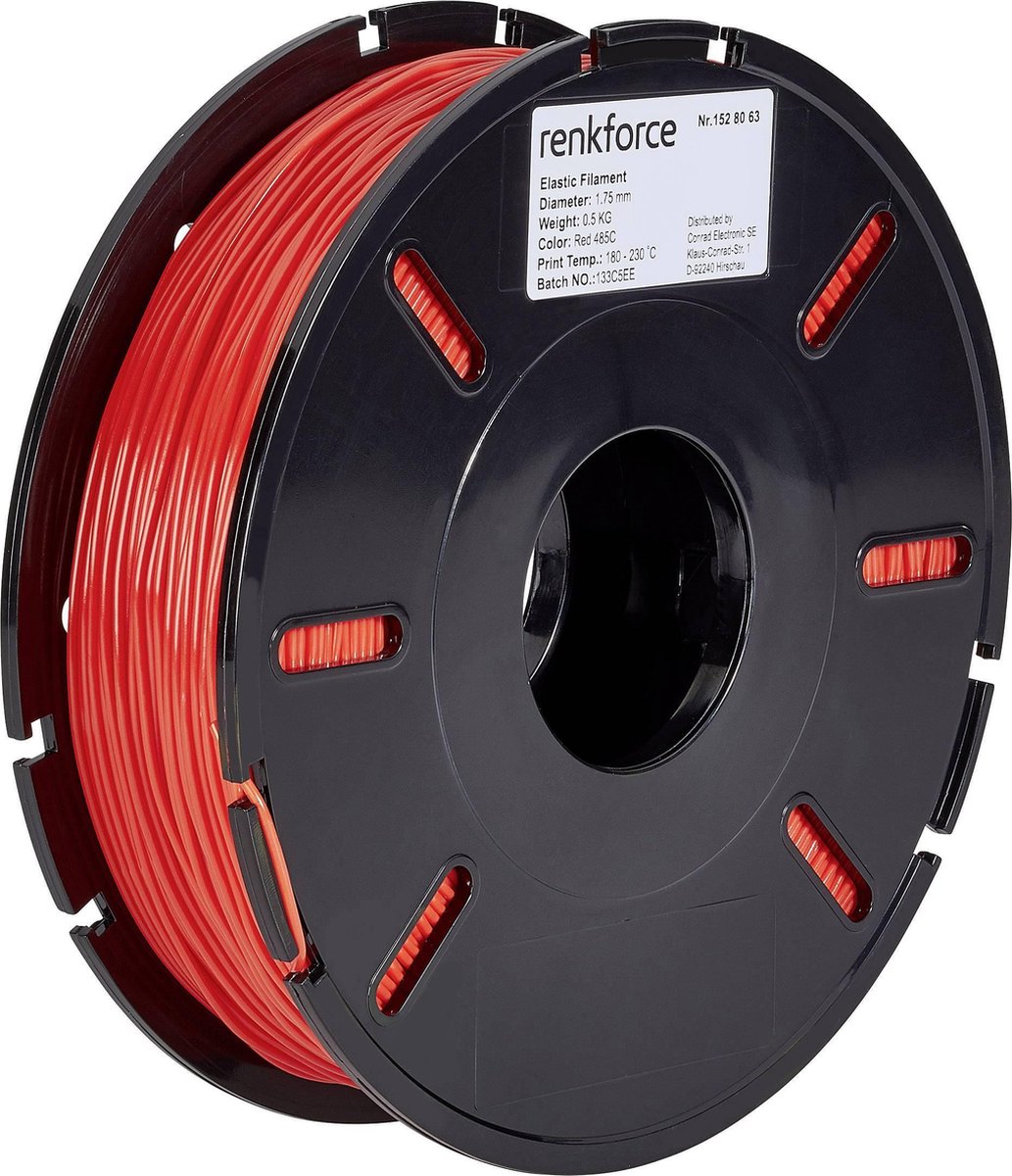 Filament Renkforce Elastic Semiflexibel 1.75 mm Rood 500 g