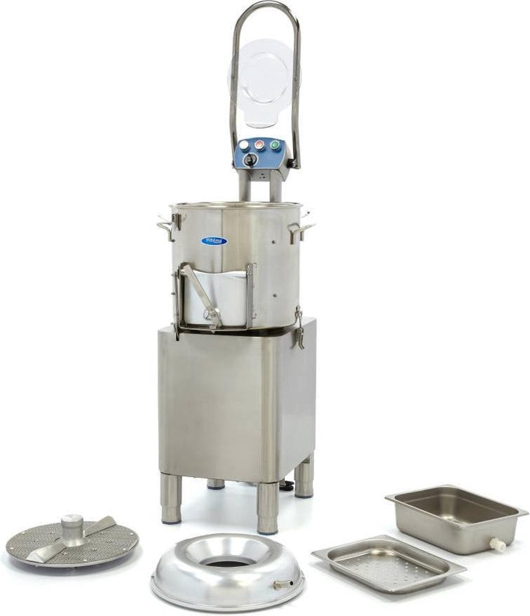 Aardappelschrapmachine - 20 kg Ketel - 400 kg per uur -RVS - Mechanische Bediening - Water Aansluiting - Professionele Aardappelschilmachine - Maxima