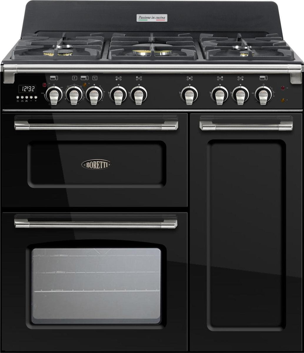 Boretti CFBG903AN gasfornuis - 3 ovens - 90 cm - Antraciet