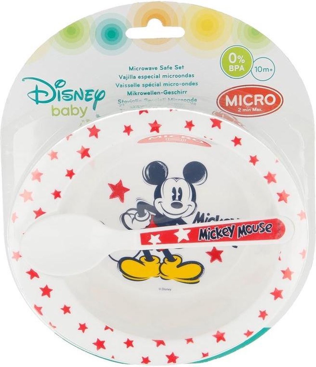Disney Mickey Mouse papschaaltje met lepel melamine 16 cm - Kommetjes/schaaltjes voor kinderen