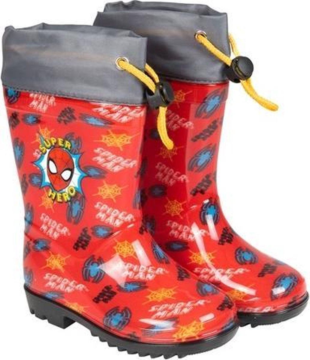Perletti Regenlaarzen Spiderman Junior Rubber Rood/grijs Maat 22/23