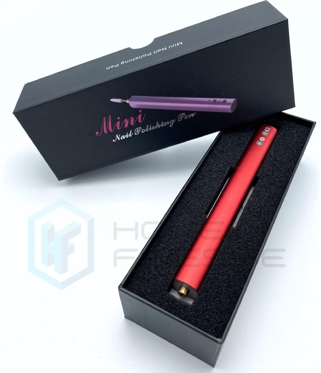 Elektrische nagelfrees - Draadloos - metallic rood - nieuwe 2021 model! - inclusief 12 nagelfrees bitjes plus 6 schuurrolletjes - LED verlicht