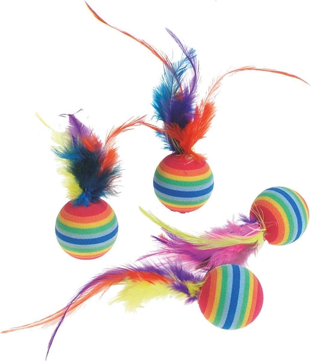 Flamingo 4 Stuks Rainbowballen Met Veer
