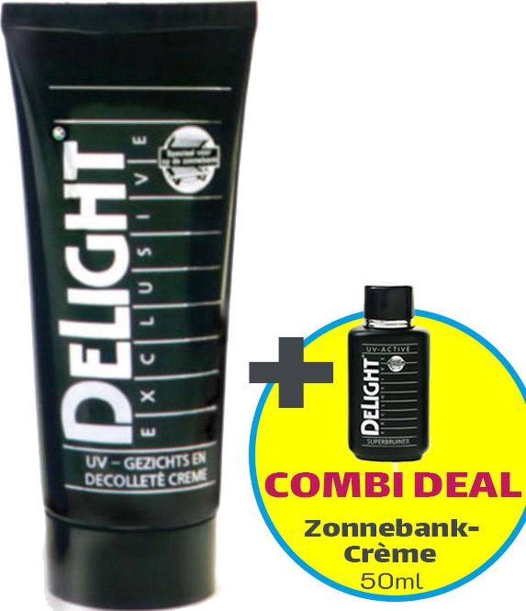 Delight Zonnebankcrèmes COMBI DEAL; Gezichts- & decolleté crème (100 ml) + Zonnebank Tanning Milk (50ml)