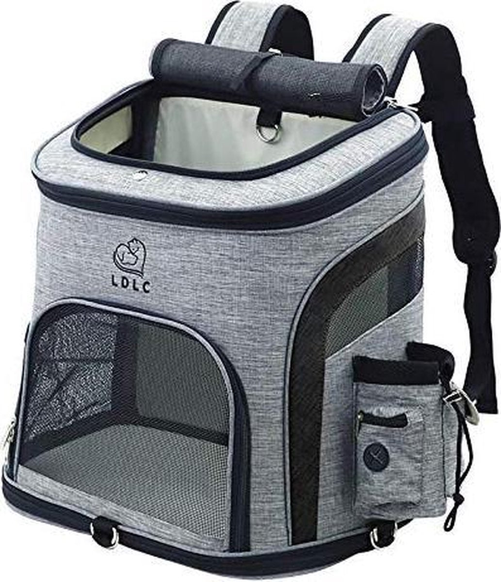 Rexa®  Hondentas (L) Zwart/Grijs Reis tas rugzak voor honden en katten | huisdier kat vervoer | kattentas hondendraagtas transport meenemen vakantie | hondendrager reistas | carrier