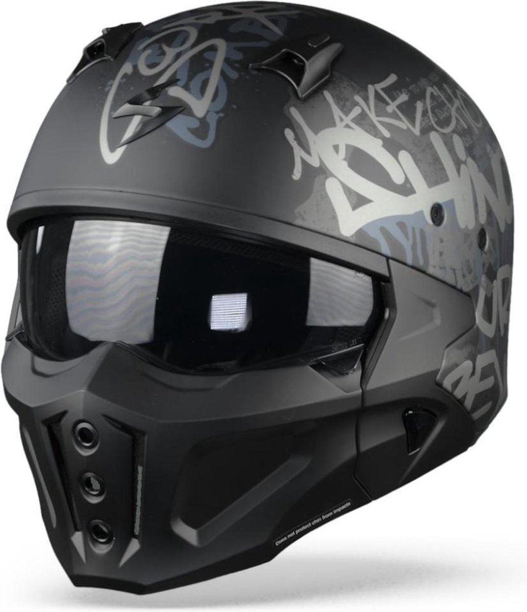 Scorpion Covert-X Wall Matt Black Silver Jet Helmet S