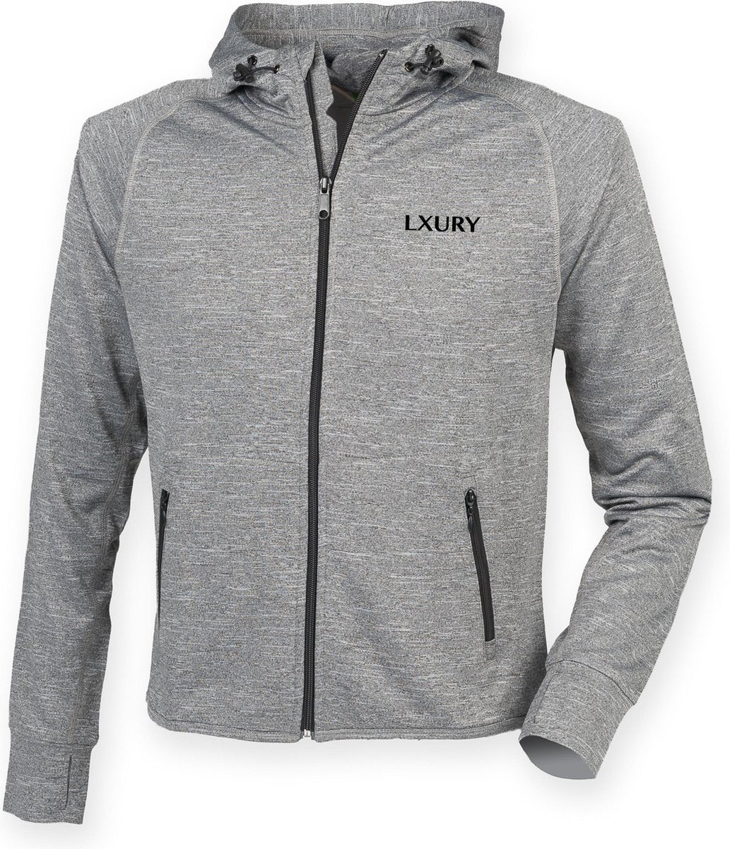 LXURY Full Zip Sportvest Maat XL Grijs - Dames - Polyester - Reflecterend - Duimgaten - Jogging Sweater - Sport Jacket - Trainingsvest - Sportkleding - Dames Kleding