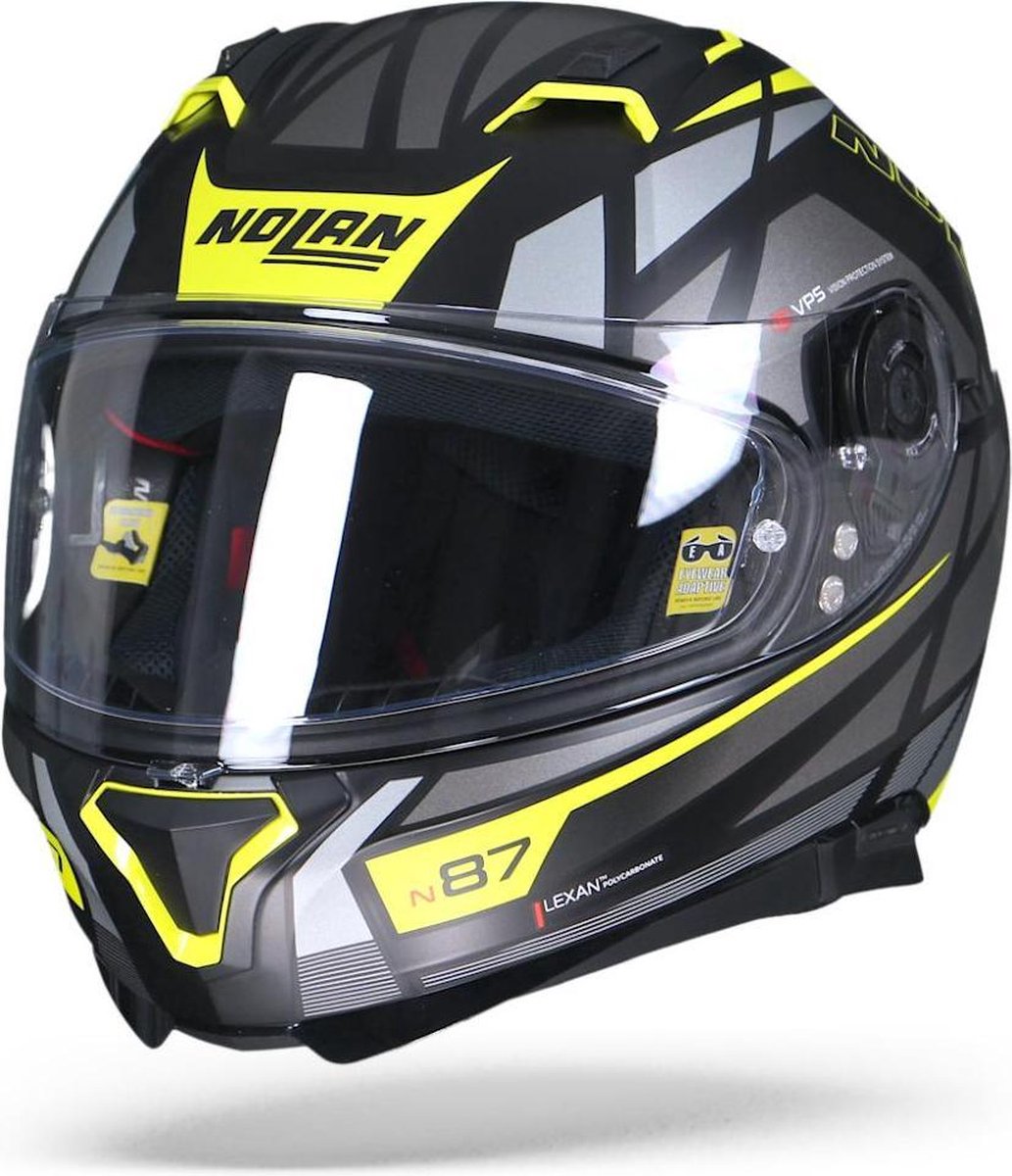 Nolan N87 Originality 070 Zwart Geel Grijs Integraalhelm - Motorhelm - Maat S