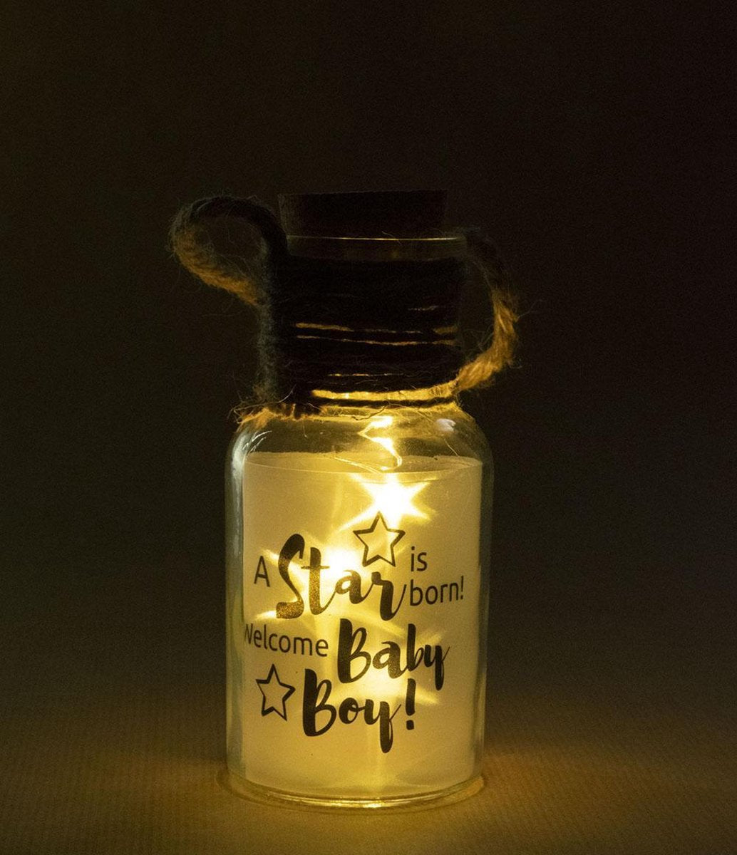 Babycadeau - Kraamcadeau - Geboortecadeau - Jongen -Starlight (groot model) - A star is born! Welcome Baby Boy! - In cadeauverpakking