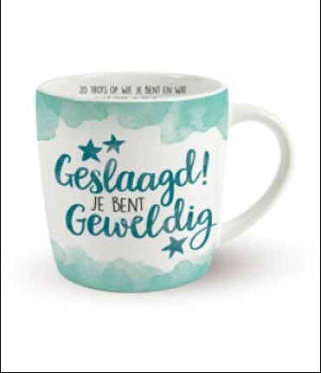 Enjoy Mok - Geslaagd - Gevuld met snoepmix - In cadeauverpakking met gekleurd lint - GRATIS: zijden lint met de tekst: "Speciaal voor jou"