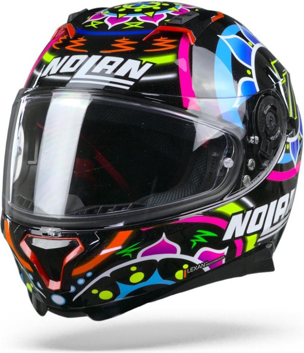 Nolan N87 Gemini 96 Davies Metal Black Blue Pink Red Integraalhelm - Motorhelm - Maat L