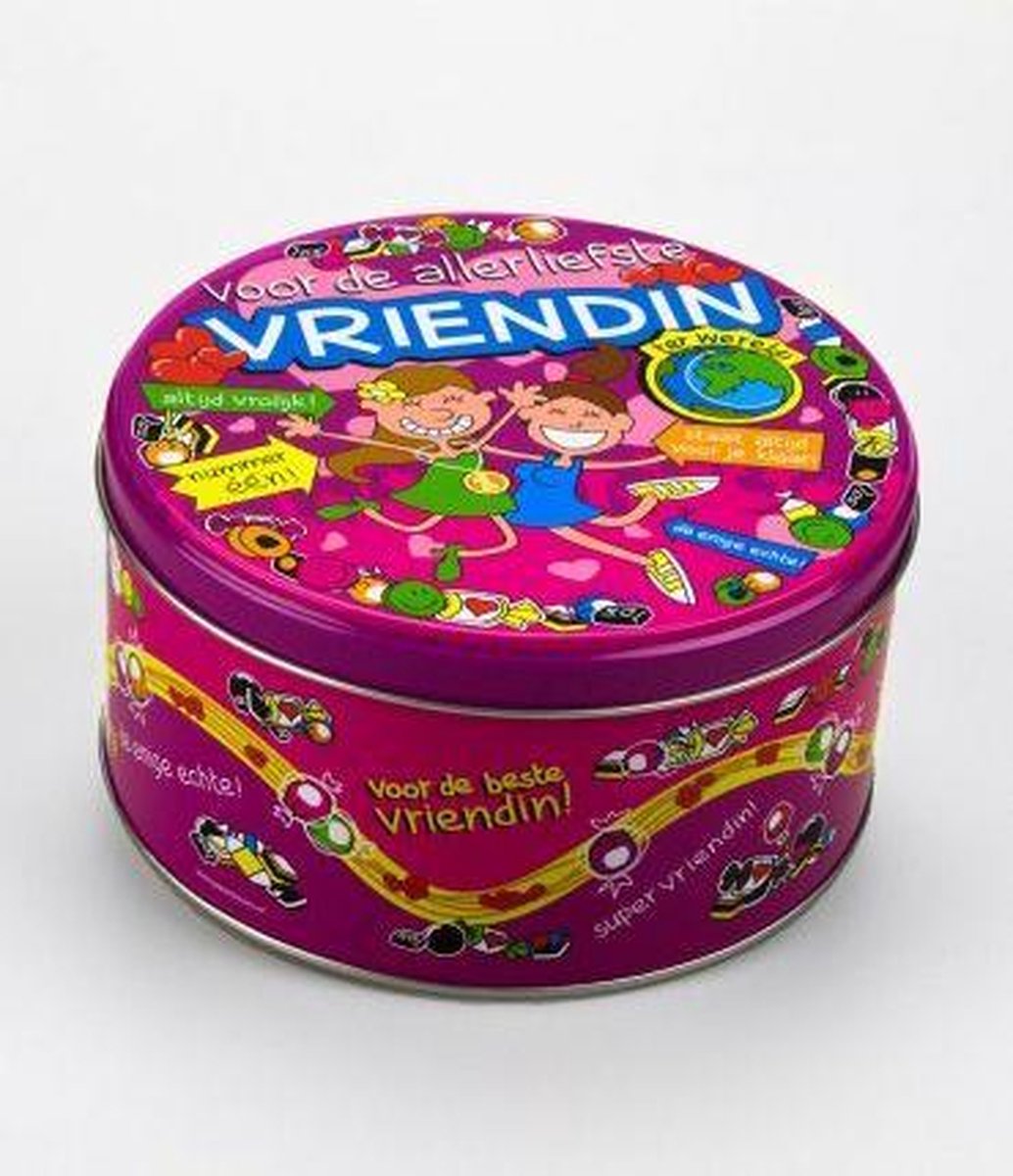 Verjaardag - Snoeptrommel - Vriendin - Gevuld met verse snoepmix - In cadeauverpakking met gekleurd lint