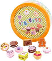Trommel met houten koekjes